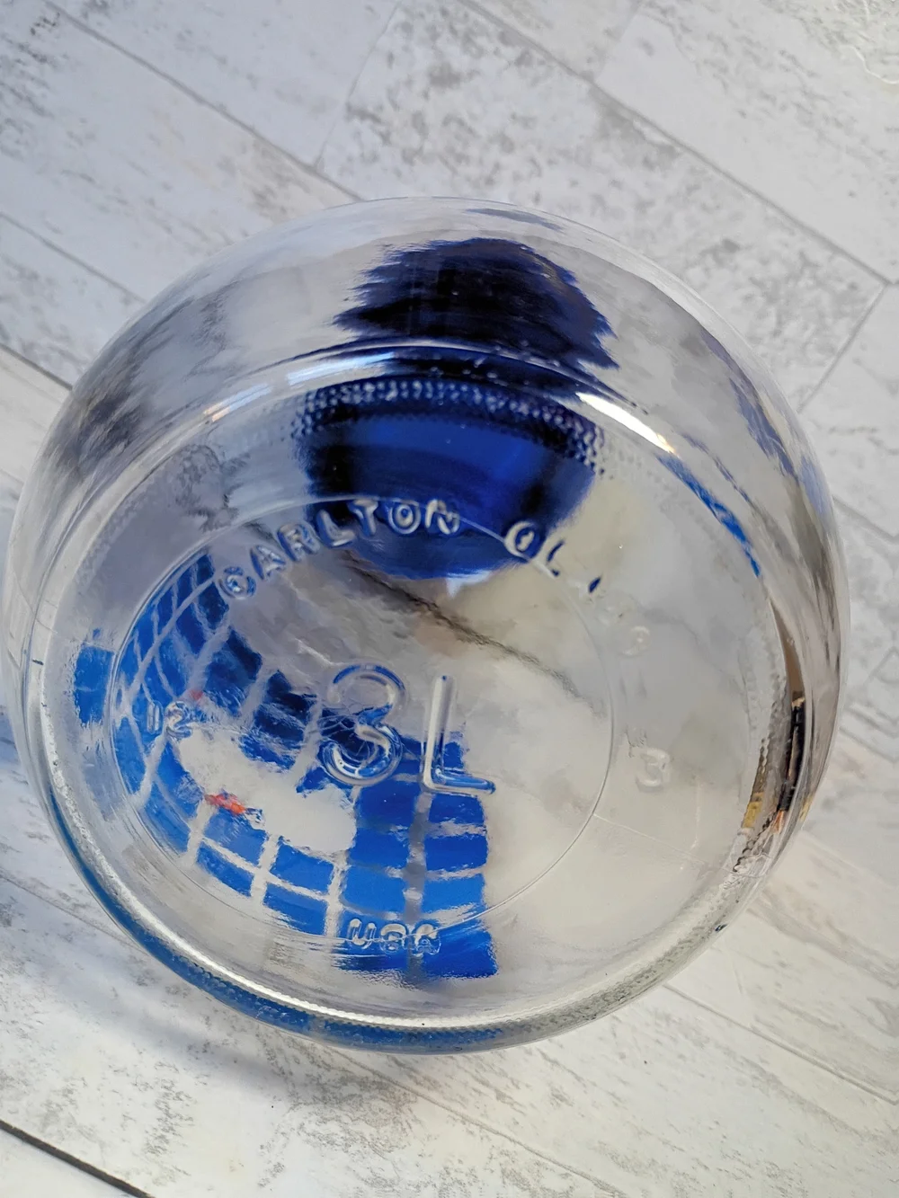 Vintage Country Geese Glass Jar with Blue Lid Carlton Glass Cottagecore- 3L